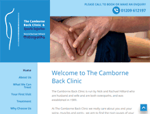 Tablet Screenshot of cambornebackclinic.co.uk
